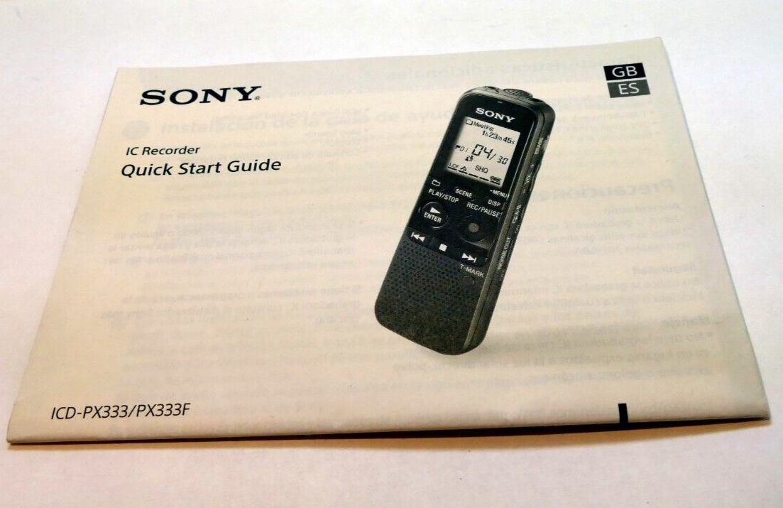 SONY IC Recorder ICD-PX333 F  digital voice QUICK START GUIDE