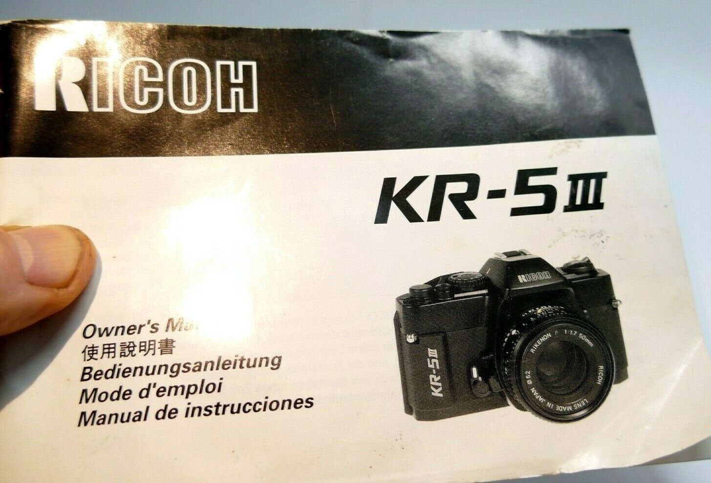 Ricoh KR-5 III camera guide owner's manual instructions English Francais Espanol