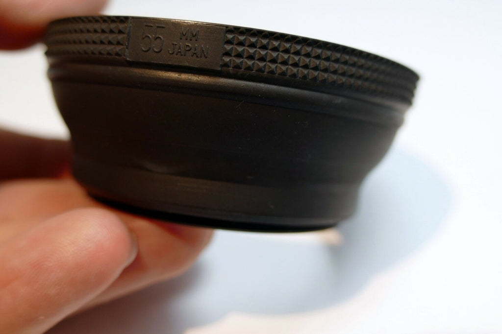 55mm Lens Hood Shade Collapsible Rubber double threaded screw in for normal 50mm