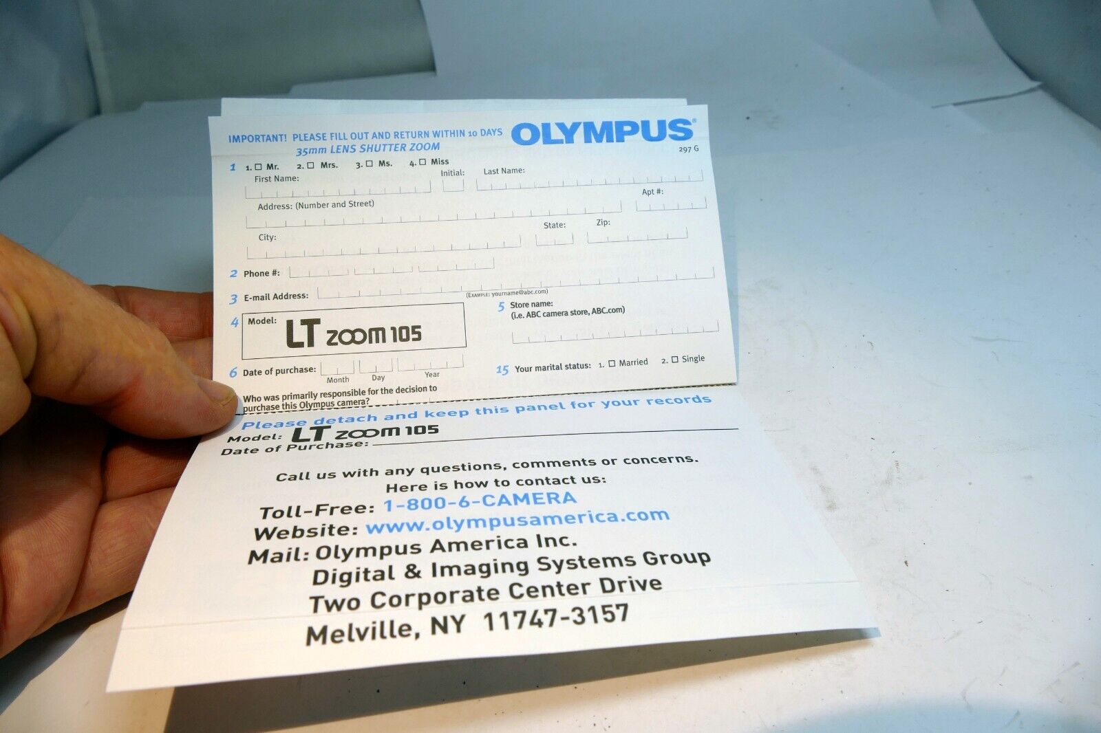 Olympus LT Zoom 105  Cameras warranty information brochure list