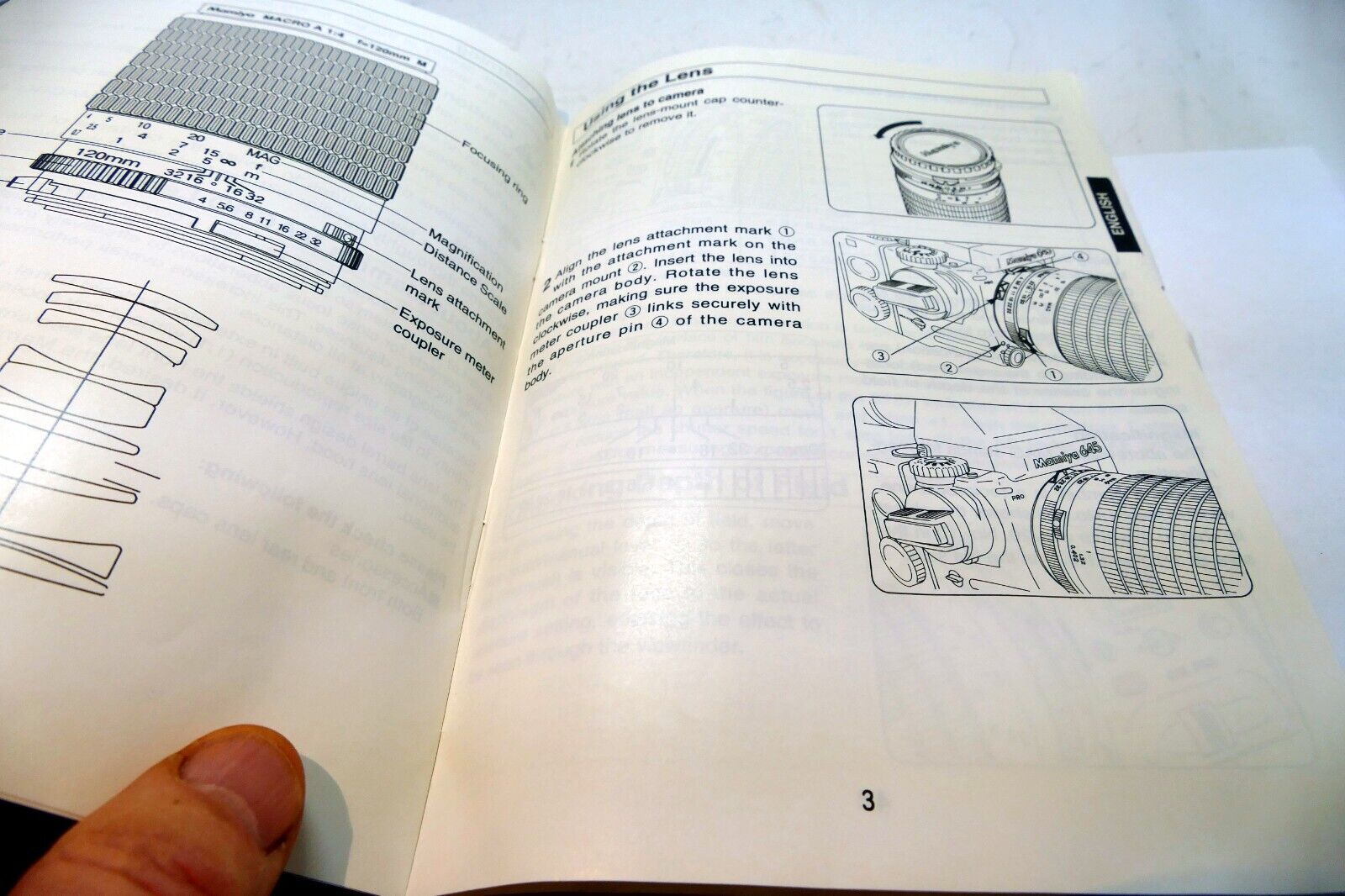 Mamiya 645Macro A 120mm f4 M Lens GUIDE Instruction Manual