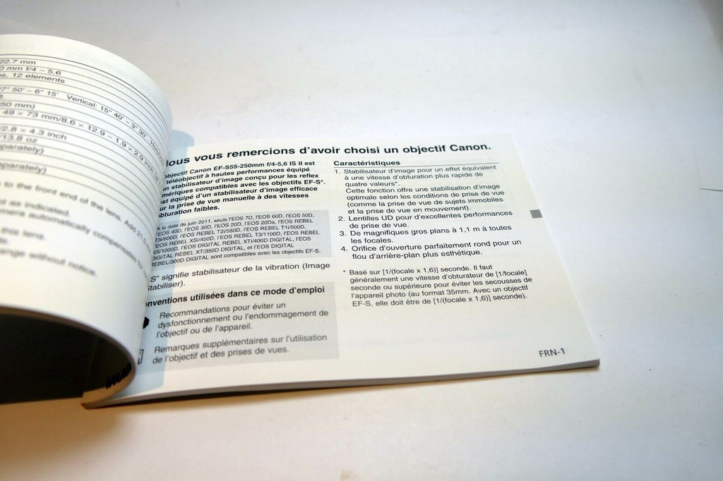 Canon EF-S 55-250mm f4-5.6 IS II Lens Guide Manual EN SP FR JP