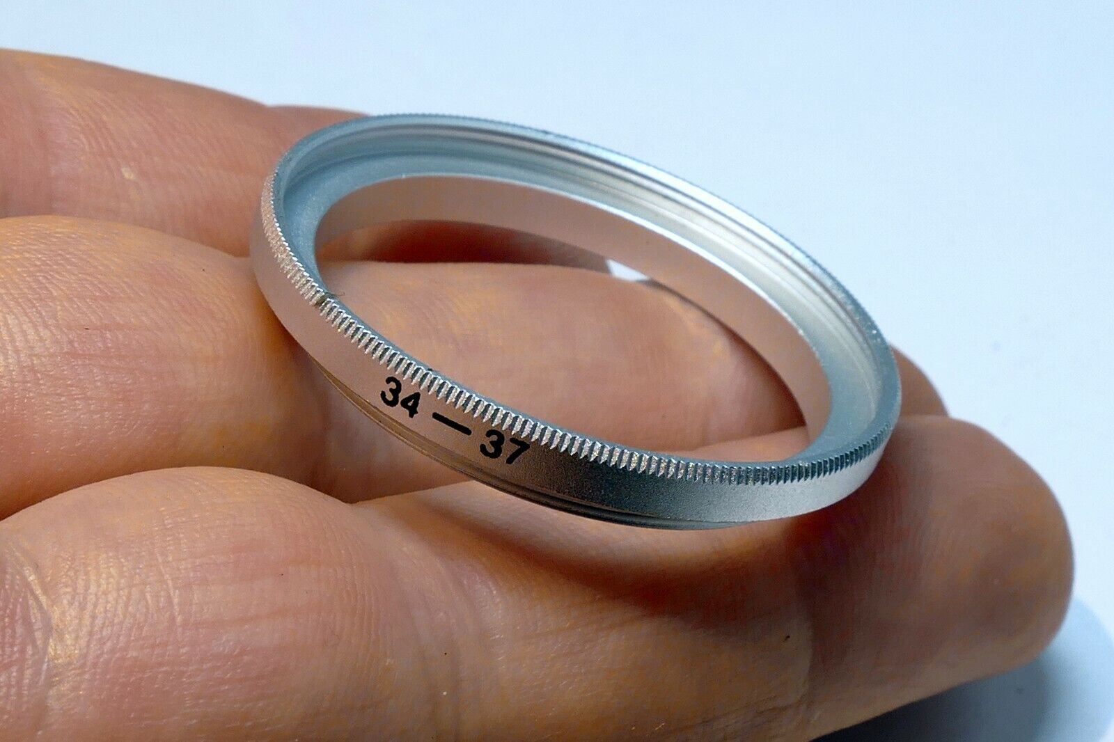 34mm to 37mm Step Up lens ring adapter  screw in threaded (chrome)