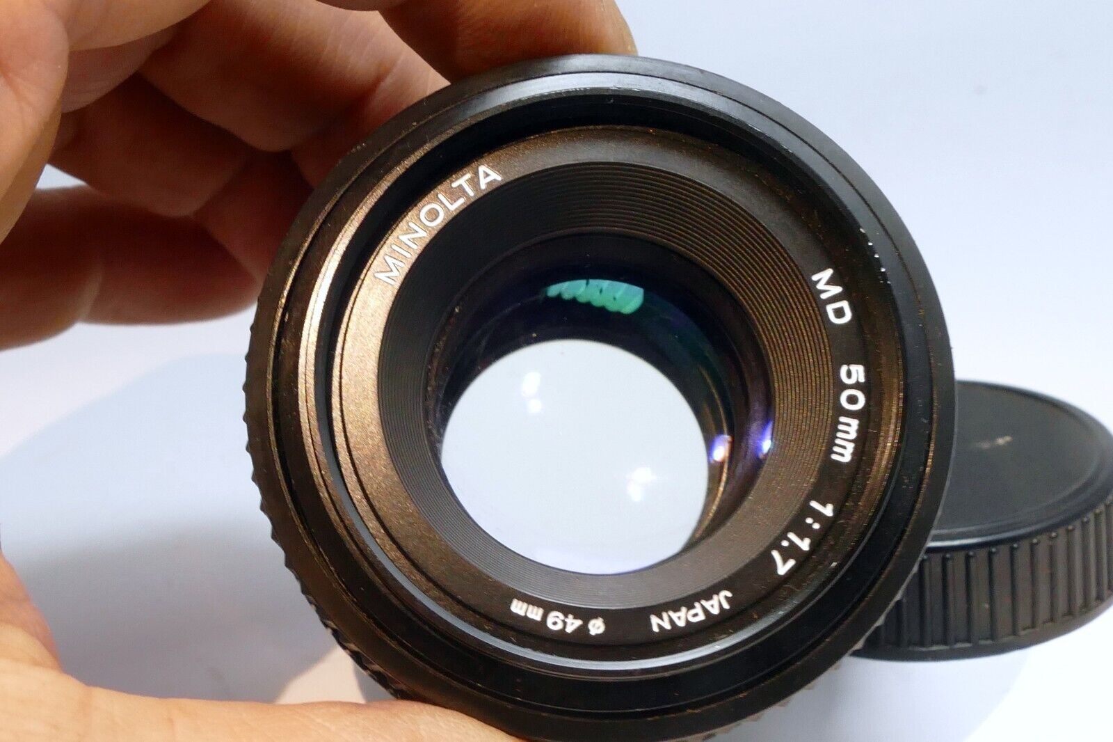 Minolta  MD 50mm f1.7 Lens aperture inop stuck - as is for parts