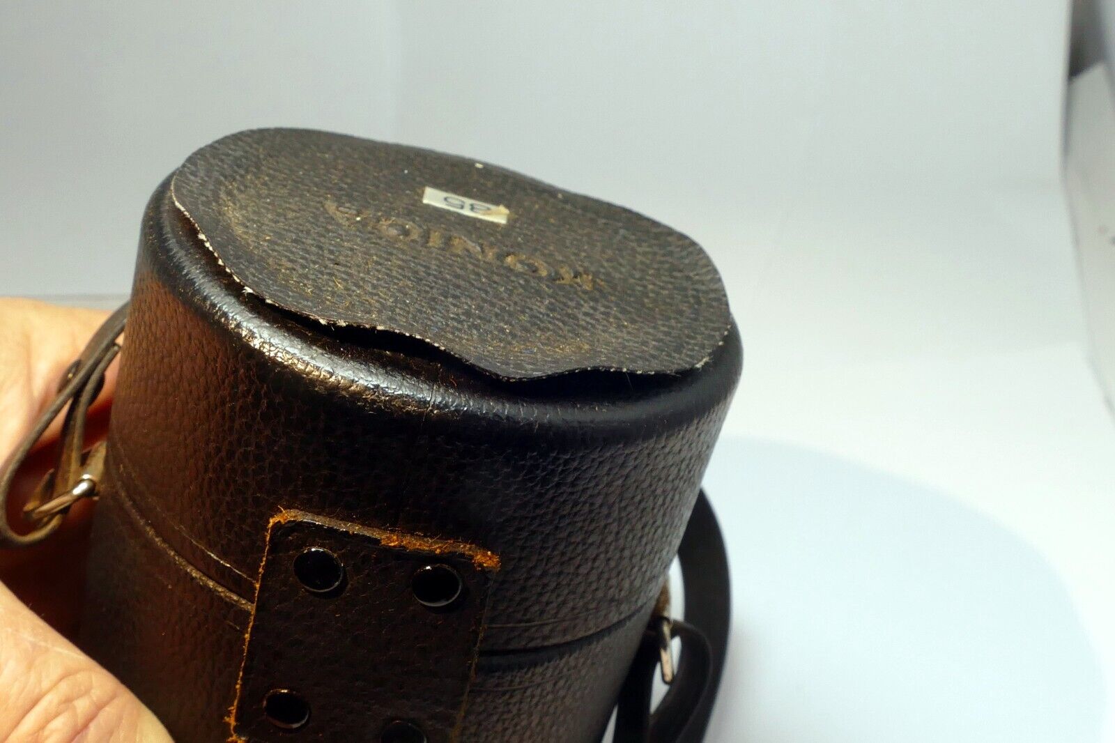 Konica Hexanon  85mm f1.8  AR empty  Hard case for lens genuine OEM vintage