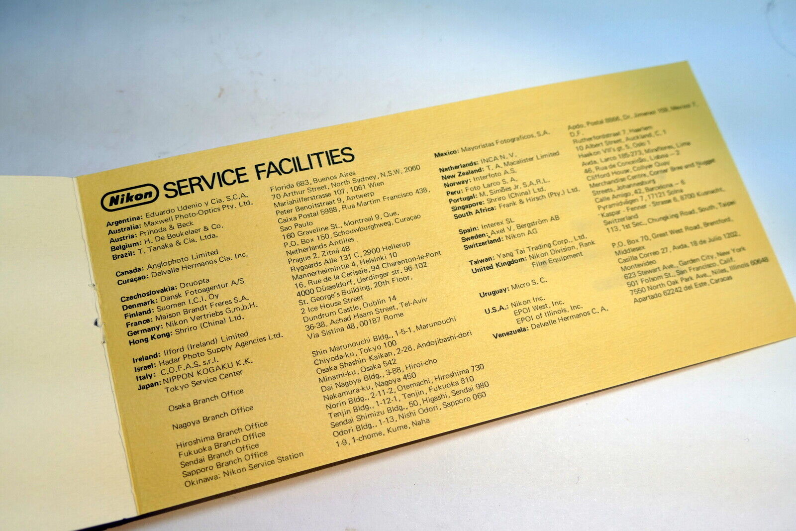Nikon warranty card 1974 model  C Nikkor auto 50mm f2  vintage