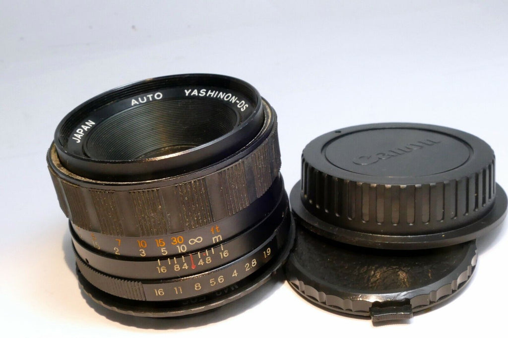 Yashica 50mm f1.9 M42 Lens adapted to Canon EOS EF SLR cameras T7i T8i 90D 80D