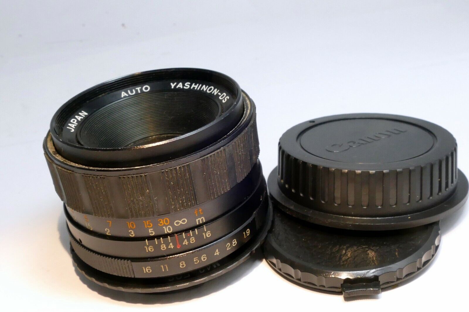 Yashica 50mm f1.9 M42 Lens adapted to Canon EOS EF SLR cameras T7i T8i 90D 80D