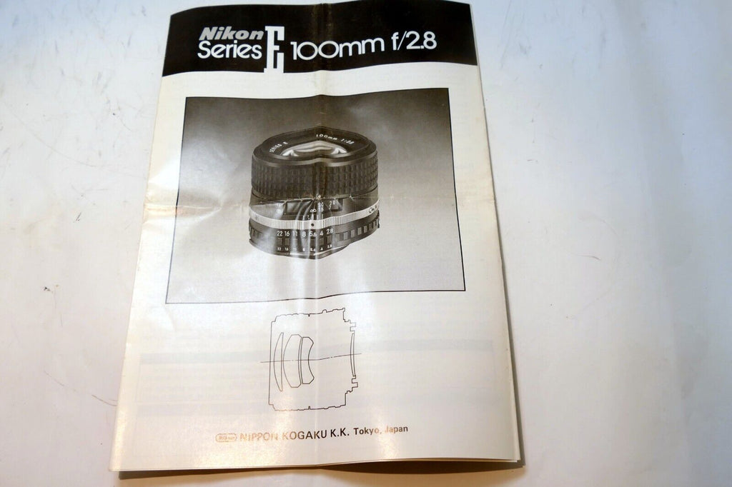 Nikon E series 100mm f2.8 Ai-s LENS Instruction Guide Manual 1982