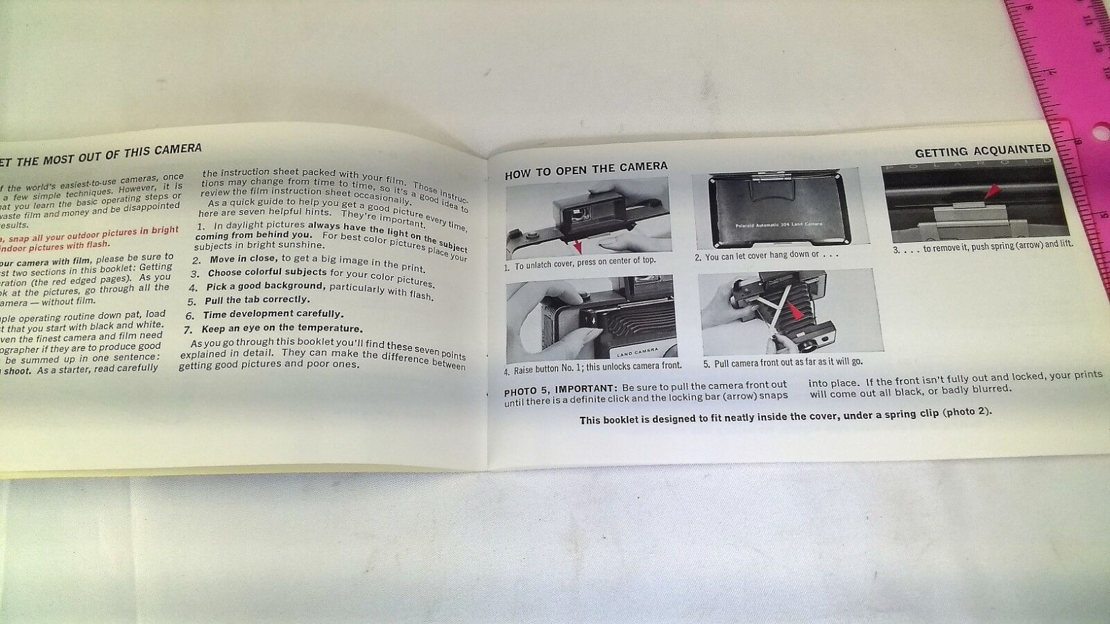 Polaroid Automatic 104 Land Camera Instruction Guide Manual English