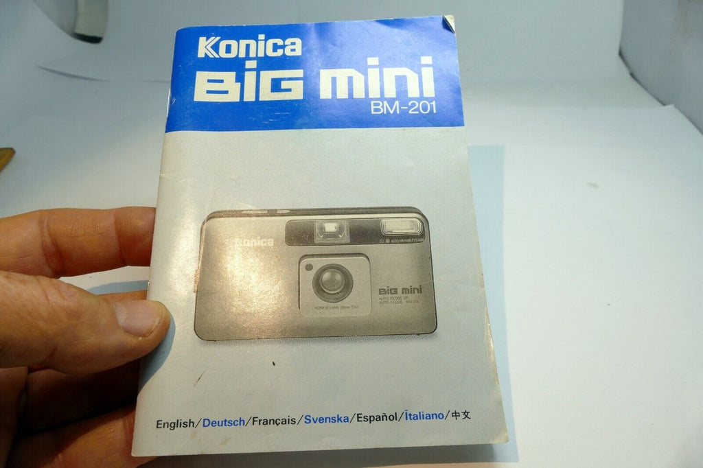 Konica Big Mini BM-201 Camera Guide Instruction Manual English Francais Espanol