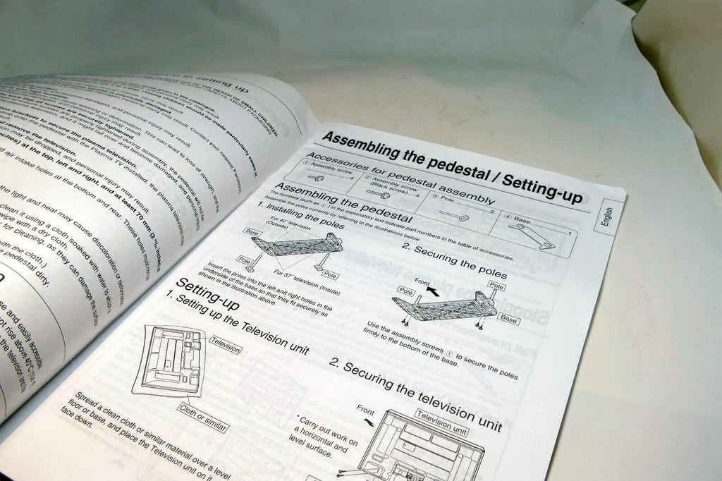 Manual Instruction Guide for PANASONIC Pedestal TV Stand Mount Base TY-ST42PX5W