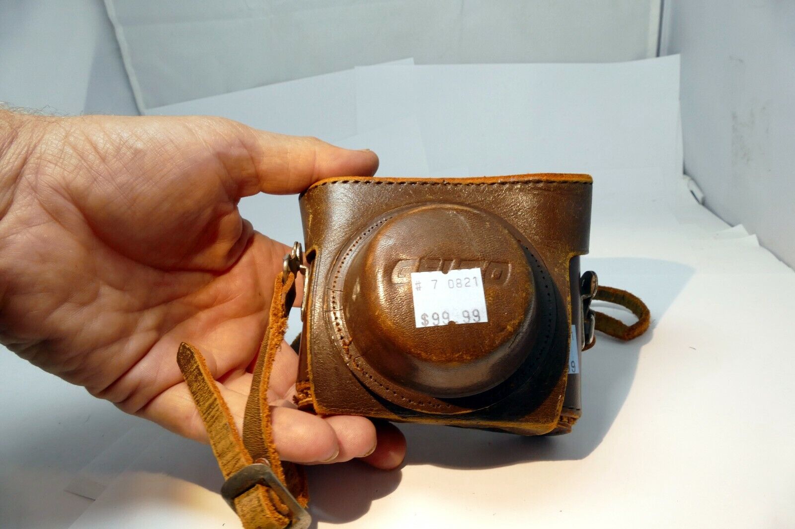 Leather case for Gelto D-III Camera Toakoki Seisakusho - AS IS PARTS - damaged