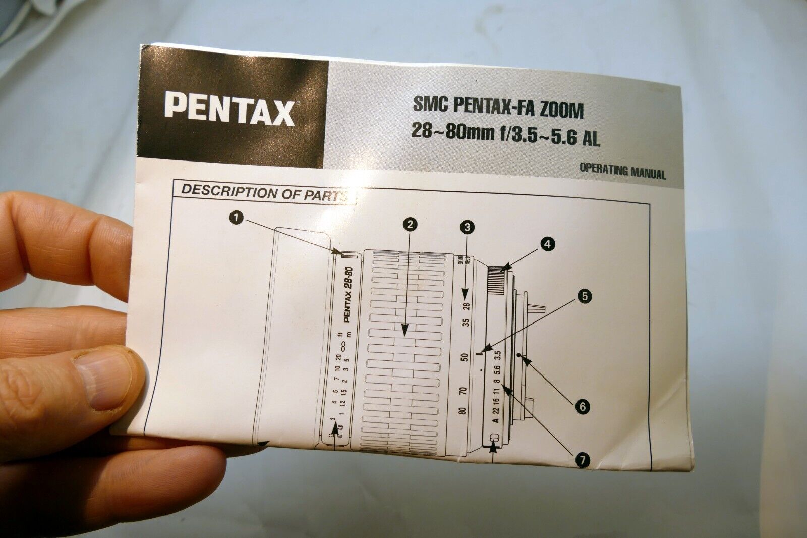 Pentax 28-80mm f3.5-5.6 AL AF FA zoom Lens guide manual PK