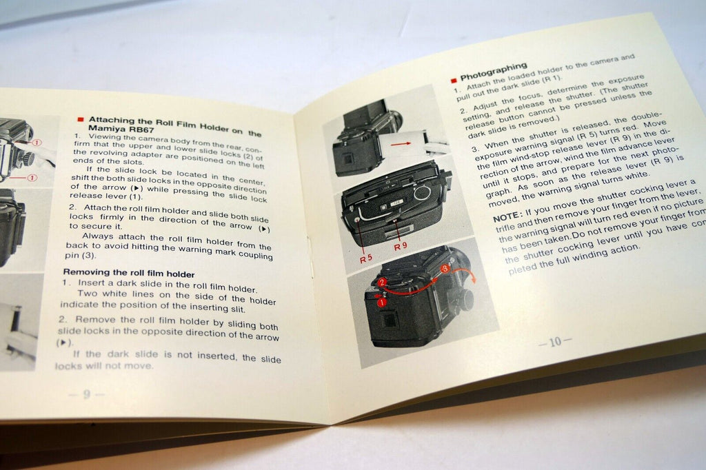 Mamiya RB67 6X7 Roll Film Back Holder OWNER'S MANUAL GUIDE Instructions