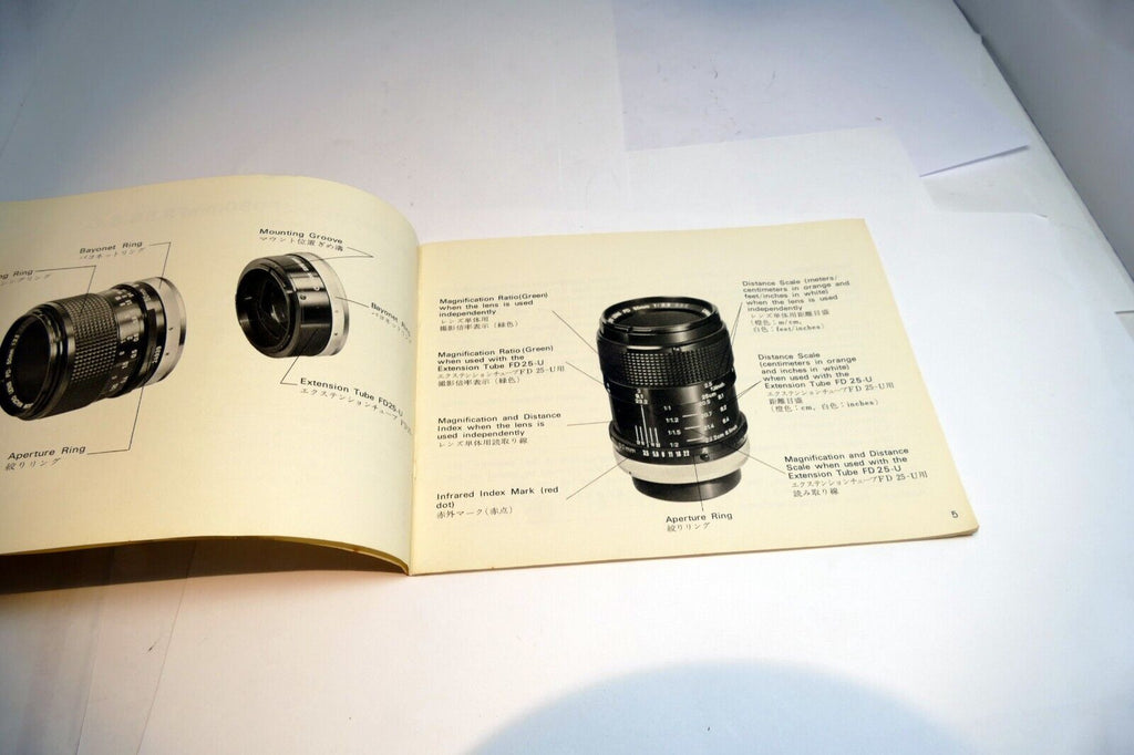 Canon  Macro 55mm f3.5 FD SC SSC Lens Guide Manual  Instructions EN 1978 EN/ JP