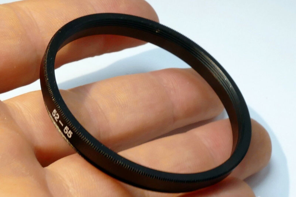 55mm to 52mm ring Metal adapter threaded step-down with ribbed rim