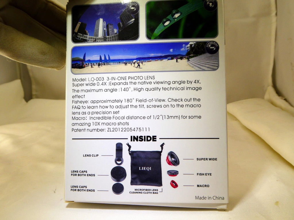 Universal 3 in 1 Fisheye Lens + Macro + 0.4X Super Wide Angle Clip On Cell Phone