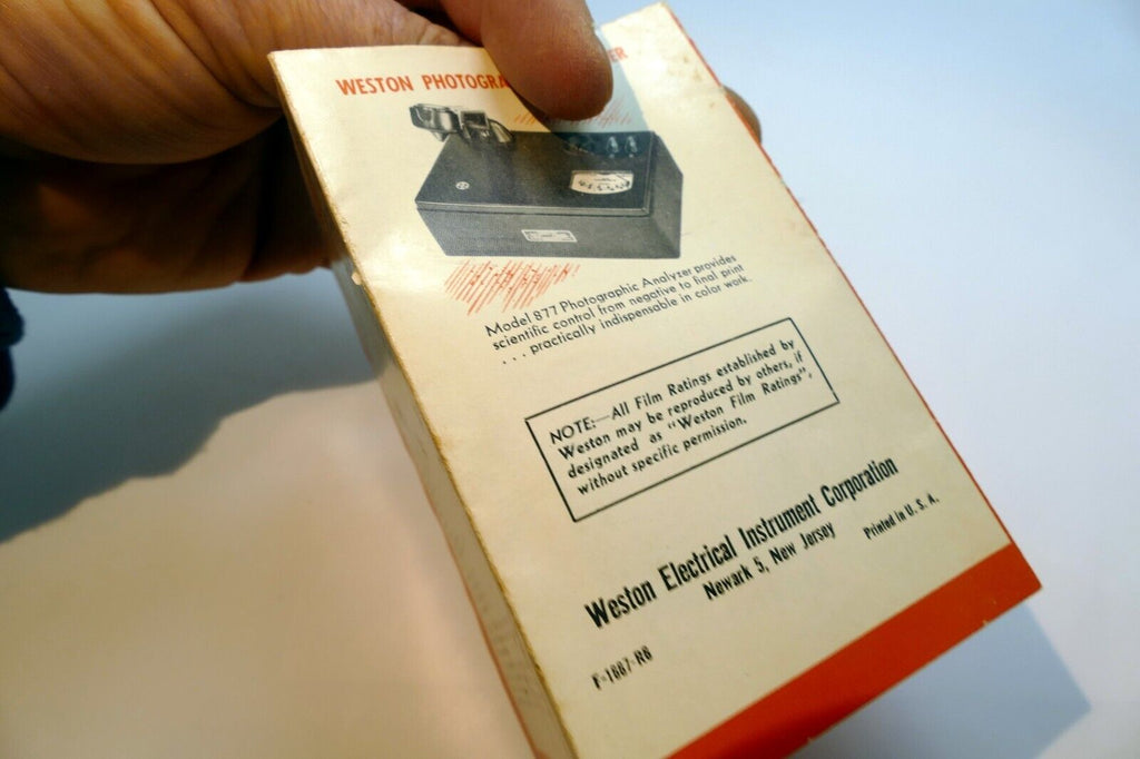 Weston Film ratings for Light meter Manual Instruction Guide 1965