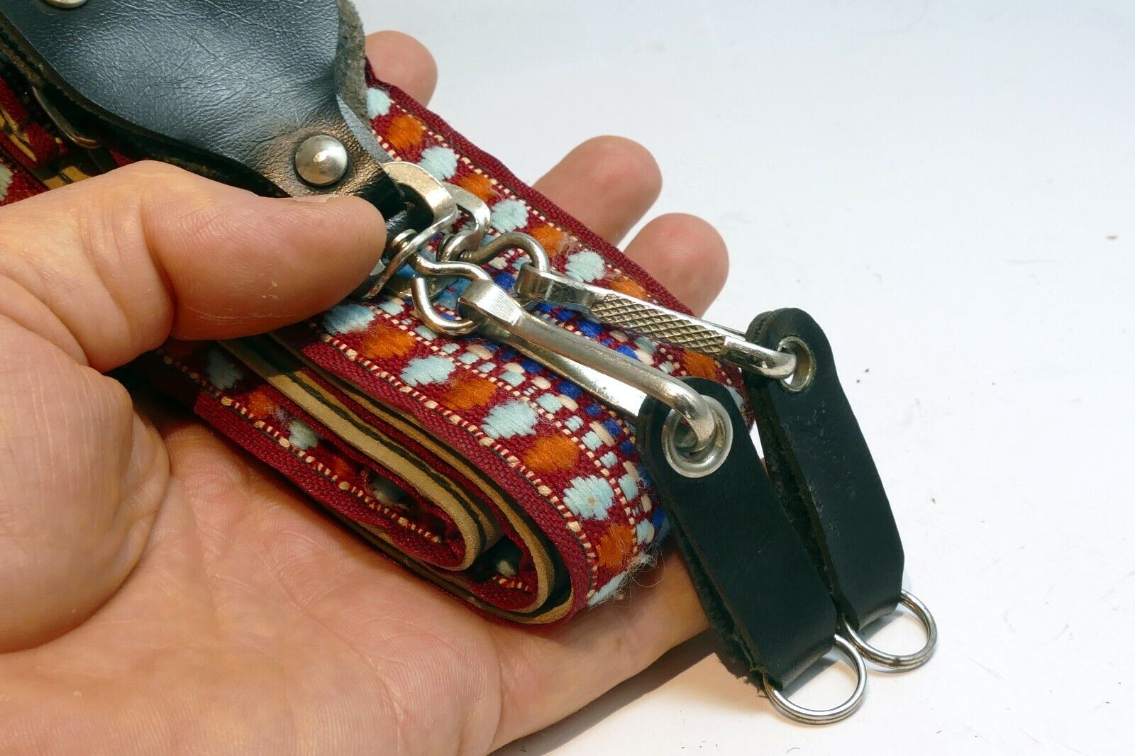 Hippy 5cm Wide Brown / Blue canvas neck shoulder strap for film SLR
