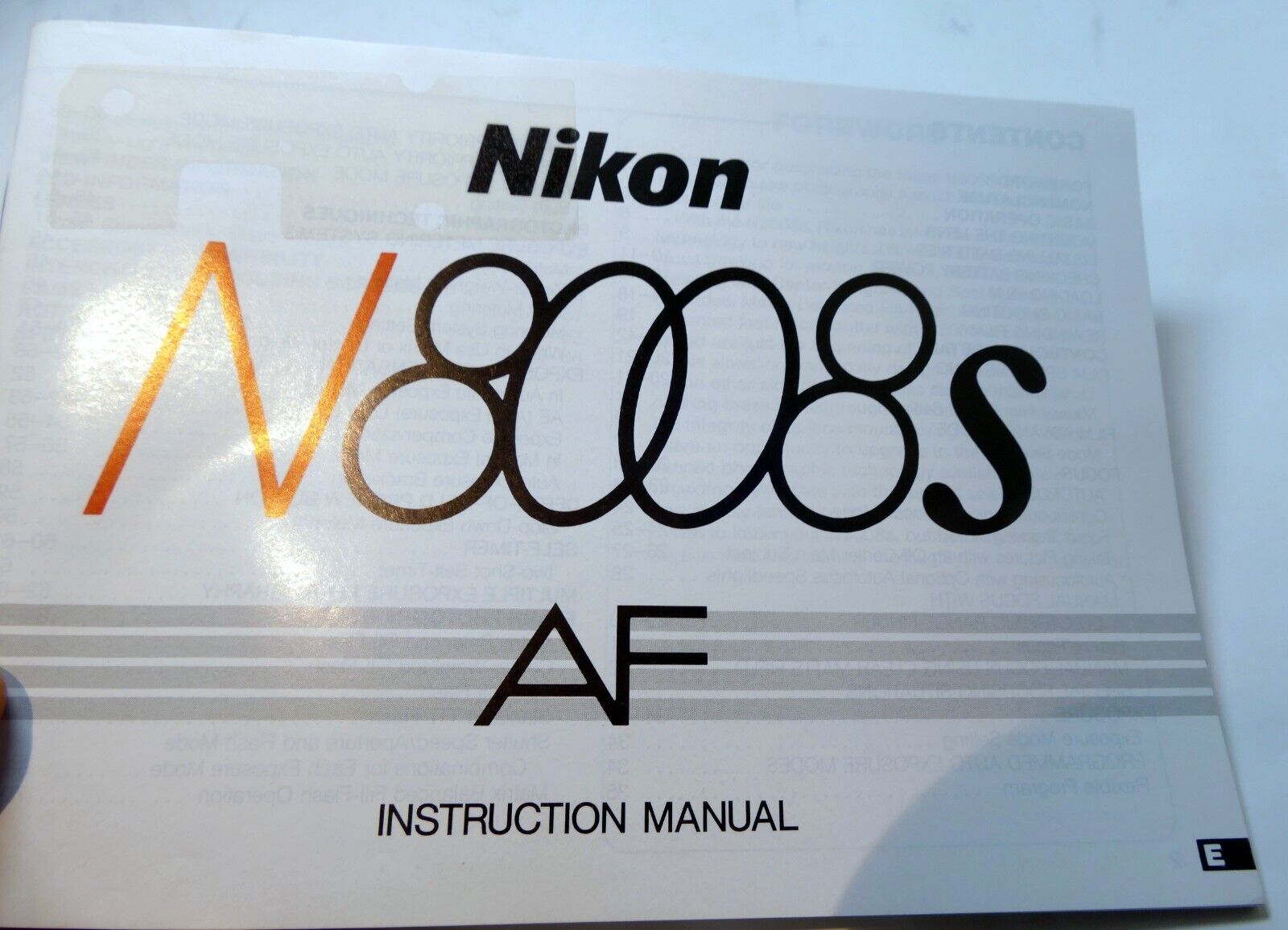 Nikon N8008S AF camera 35mm SLR Owner's Instruction Guide E English  - Mint