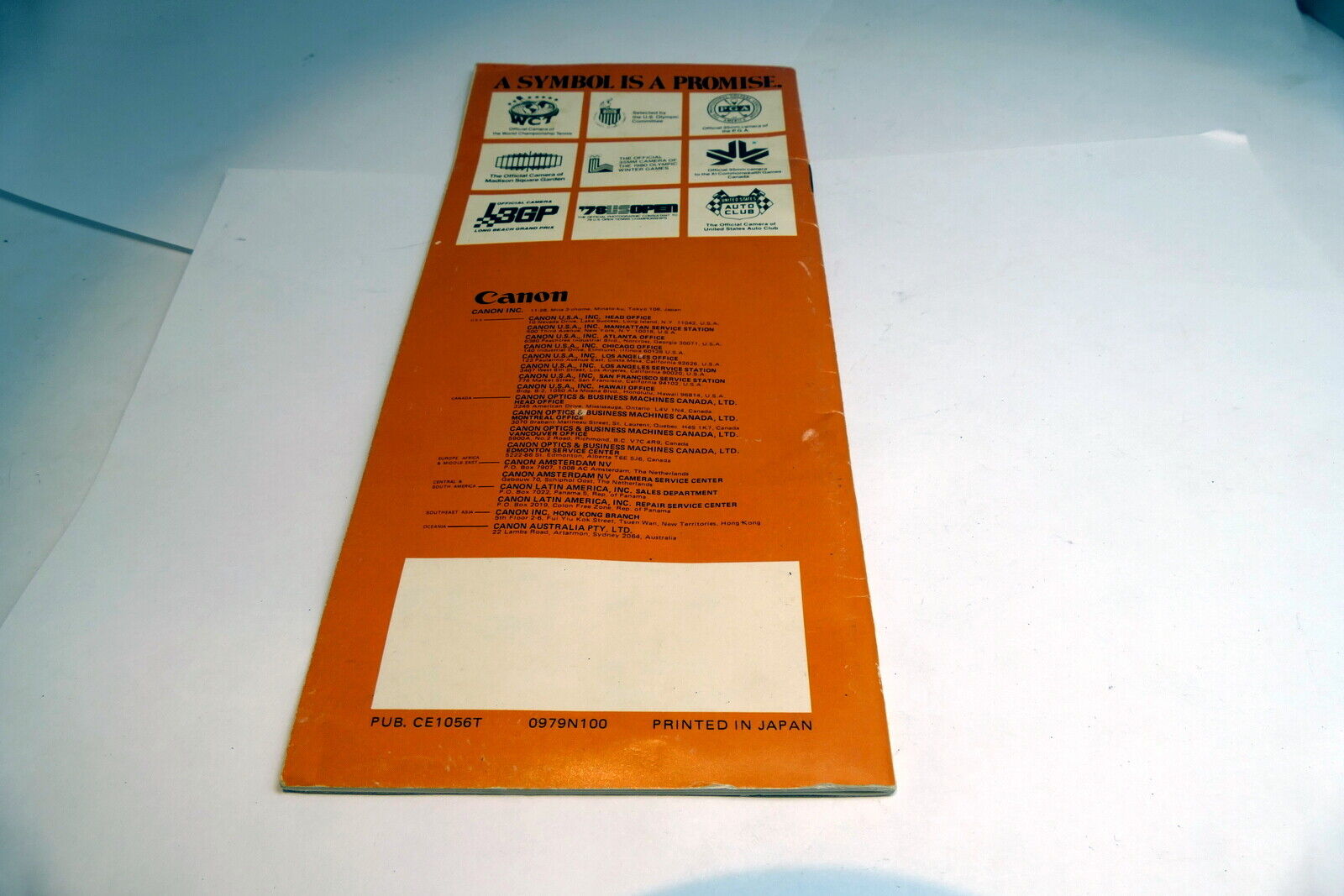 "Canon AE-1 NEW GENERATION" camera Brochure Accessory Chart Guide English E