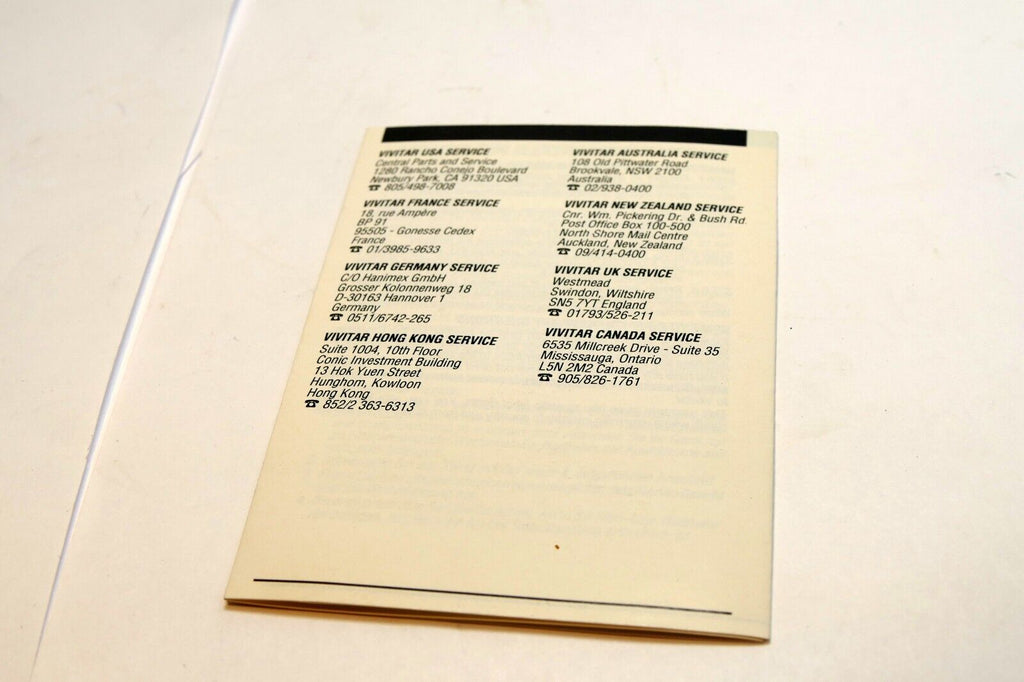 Vivitar Eletronic Thyristor flash  warranty card vintage