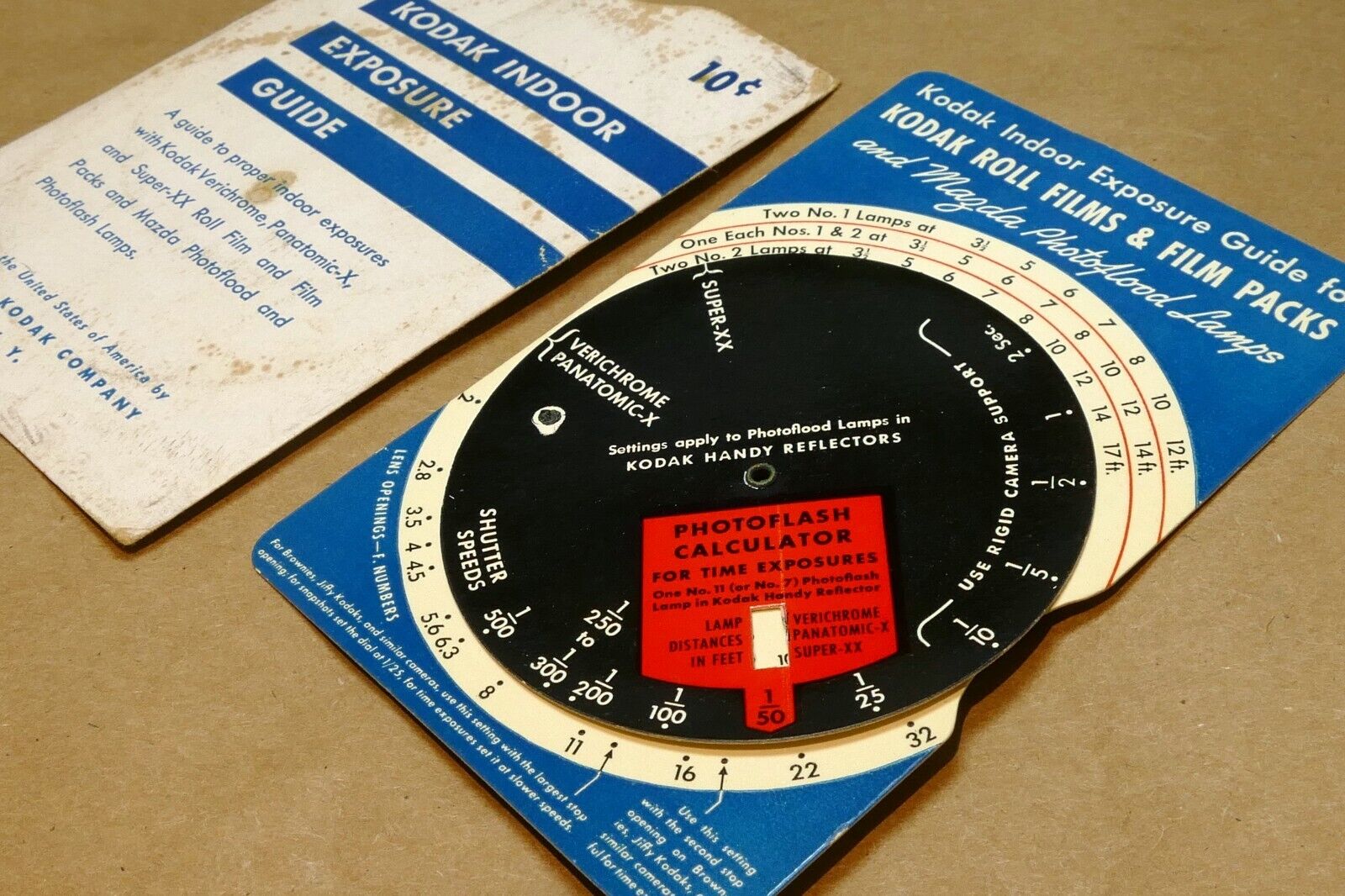 Kodak Indoor Exposure Guide 1211 Calculator Exposure Wheel Super-XX Panatomic