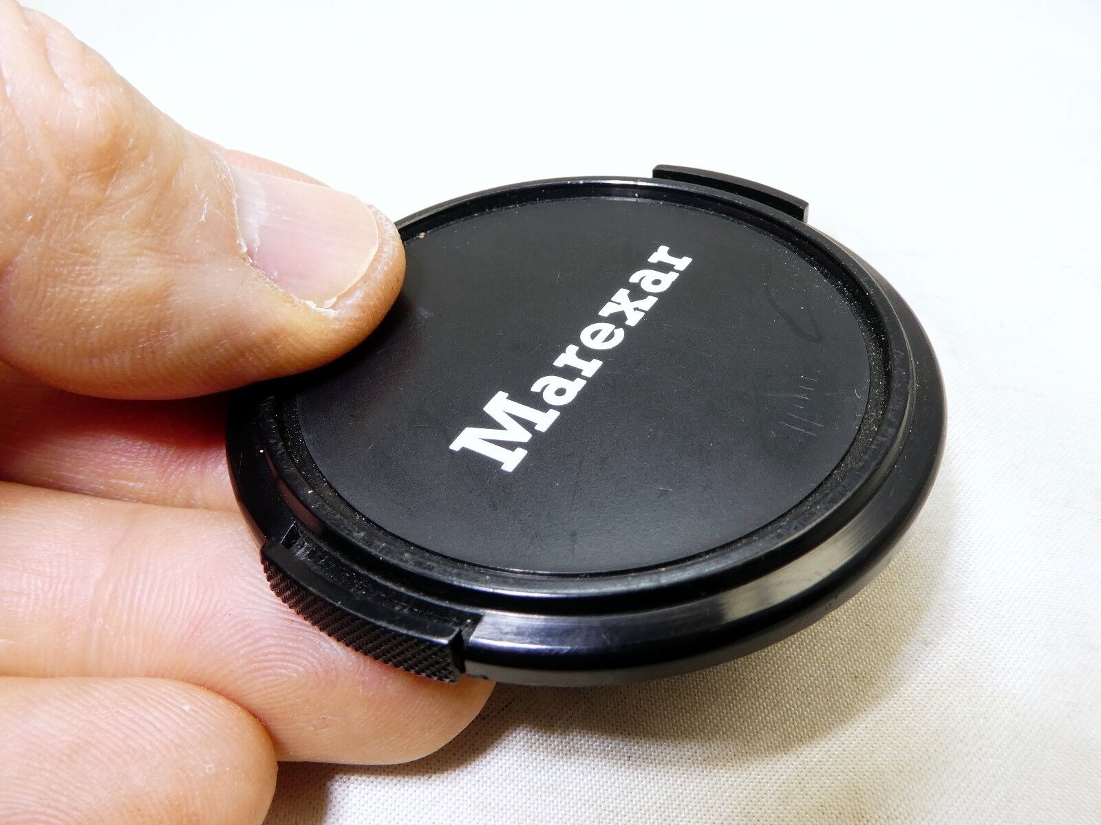 Marexar 52mm  Lens Front Cap snap on type vintage plastic black