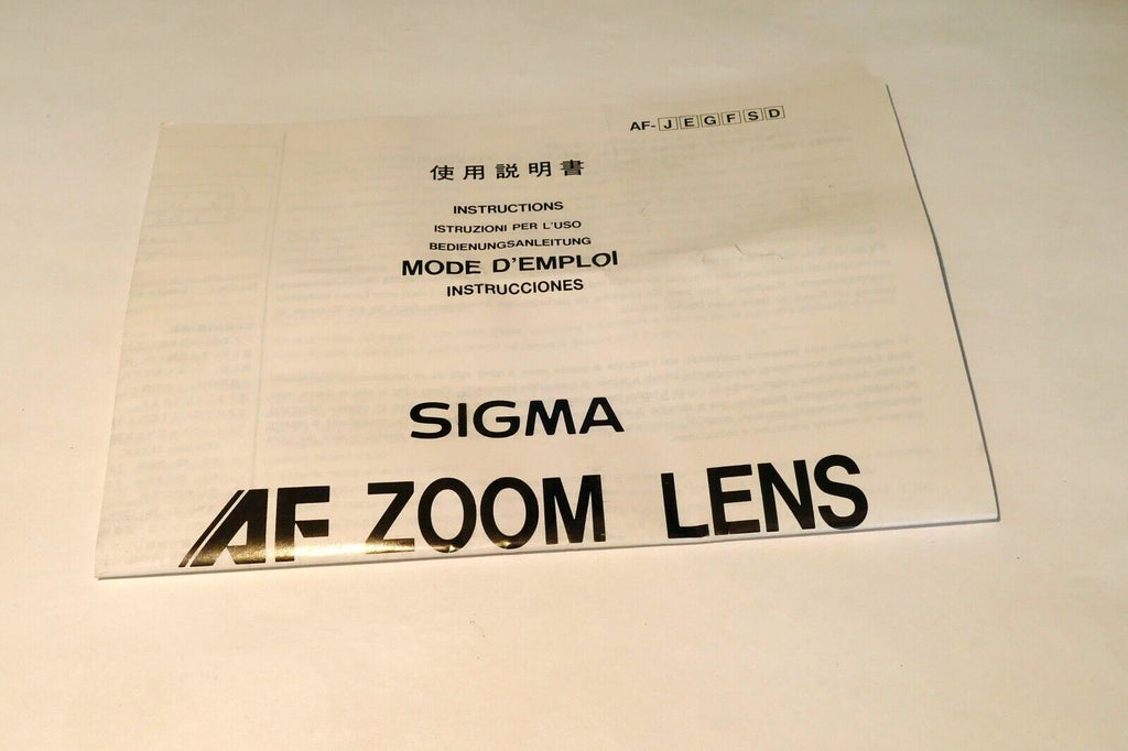 Sigma AF 35-135mm 21-35mm 28-70mm 24-50mm 28-200mm Lens Manual Guide Instruction