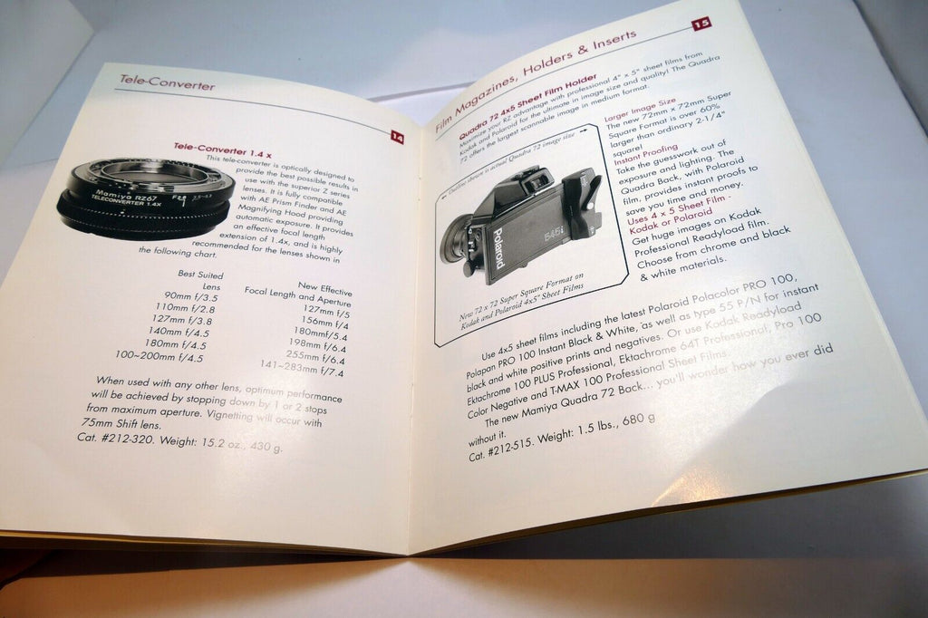 Mamiya RZ 67 Brochure Accessory Owner's Guide