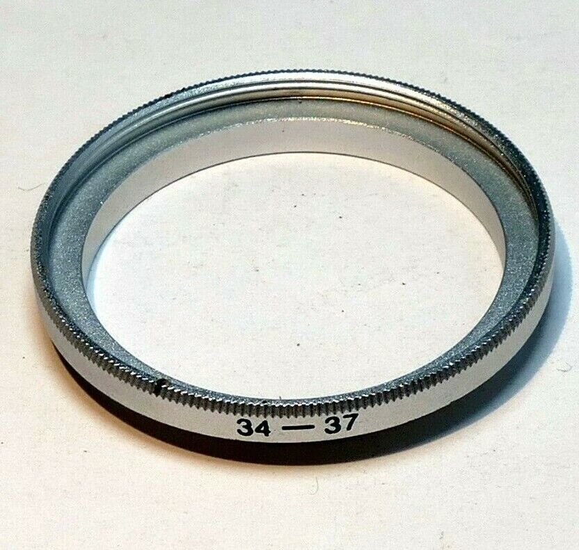 34mm to 37mm Step Up lens ring adapter  screw in threaded (chrome)