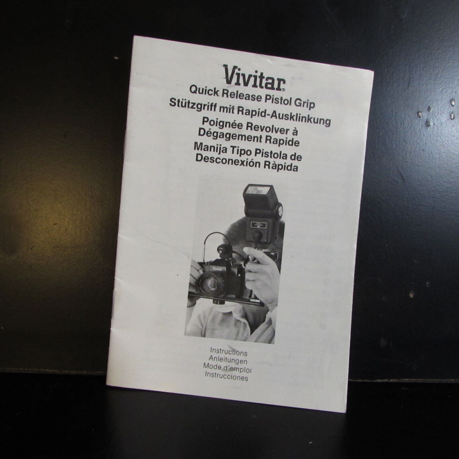 Used Vivitar Quick Release Pistol Grip Camera flash Guide  Manual O401329