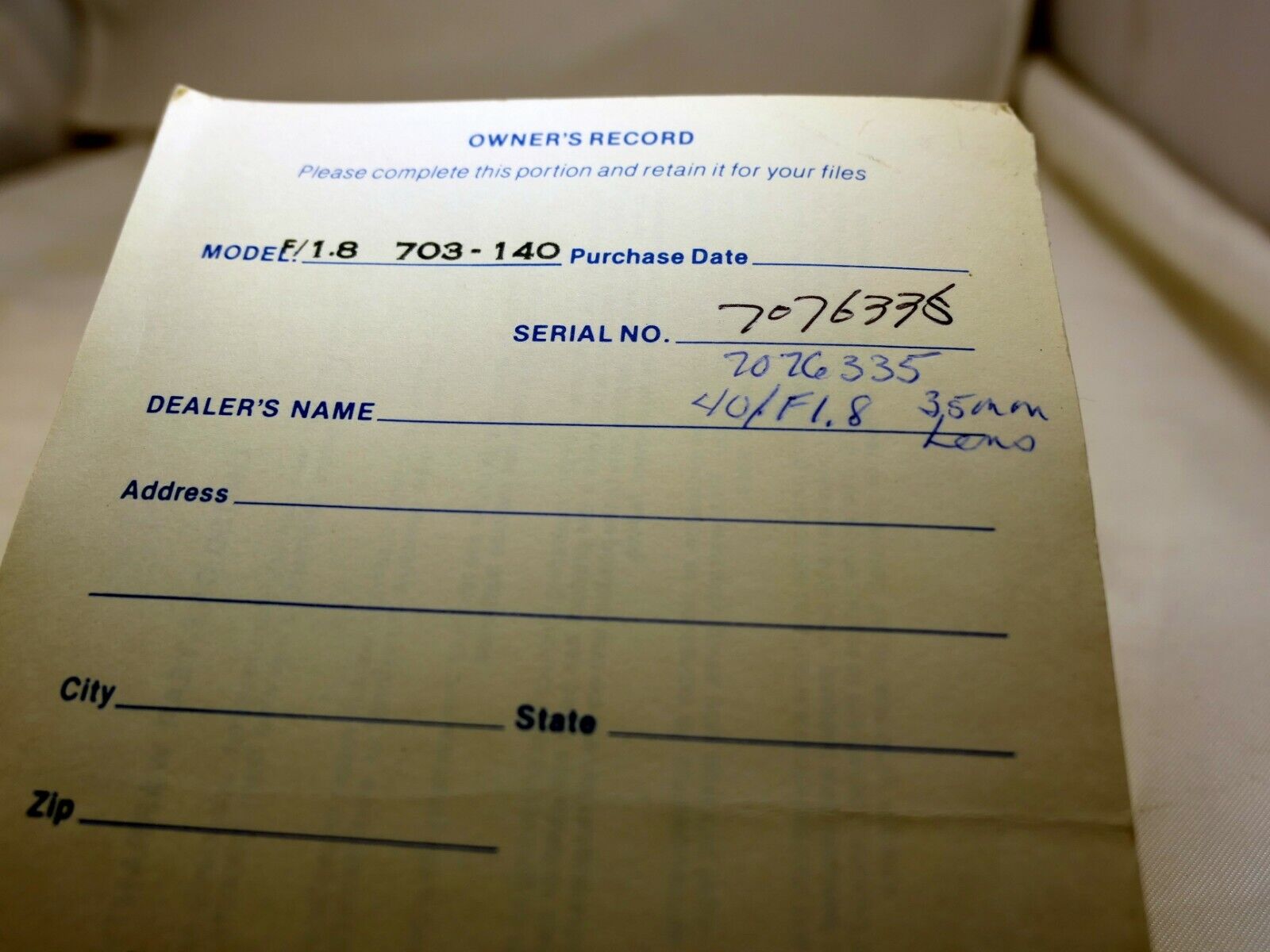 Konika Corporation owners record vintage  50mm f1.8 703-140