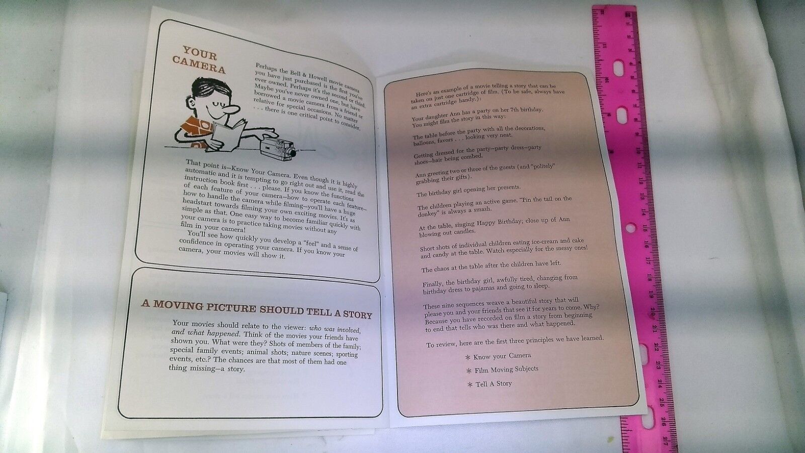 Bell & Howell Super 8 Camera Guide Book English composition background angles