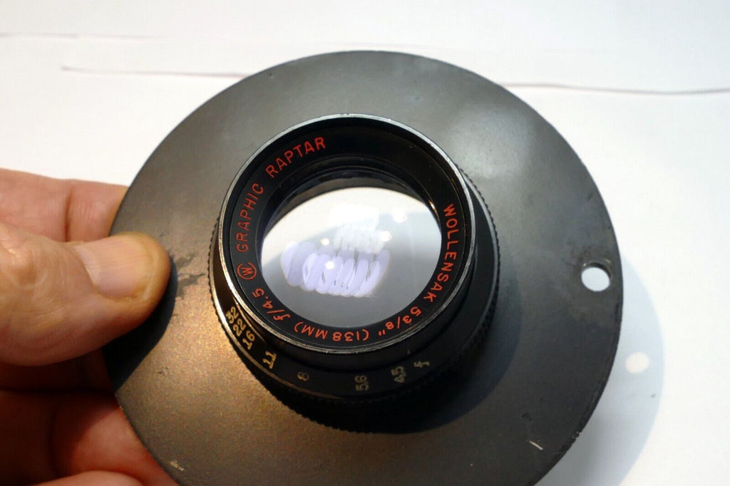 Wollensak 5 3/8" (138mm) f4.5 Graphic Raptar lens