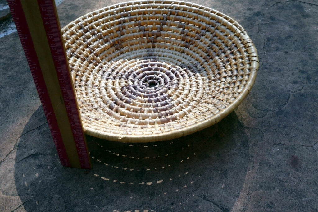 10" Basket Bowl Handwoven Natural Sea Grass Woven Boho Tribal star pattern