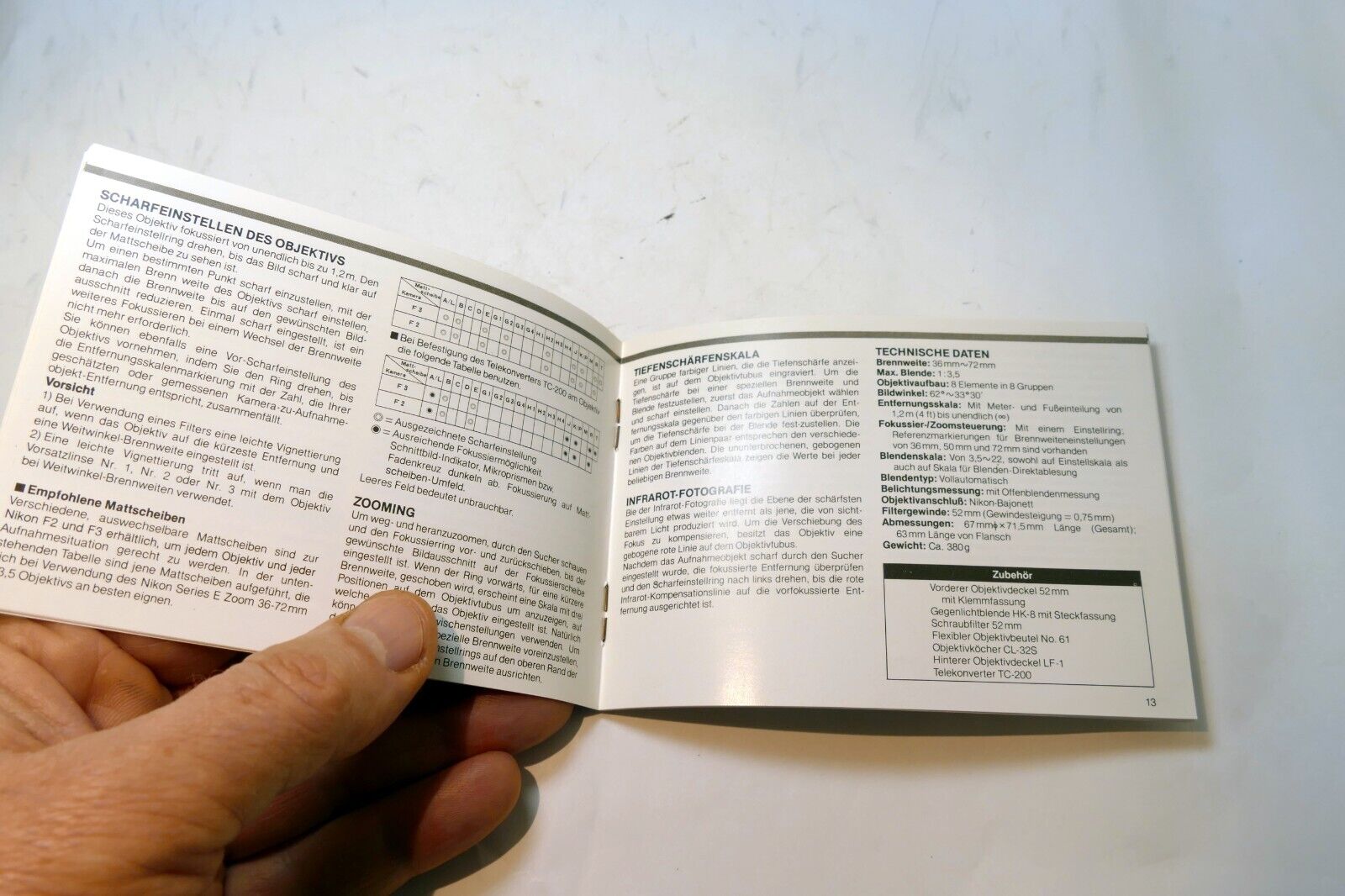 Nikon E series 36-72mm f3.5 Ai-s LENS Instruction Guide Manual 1981