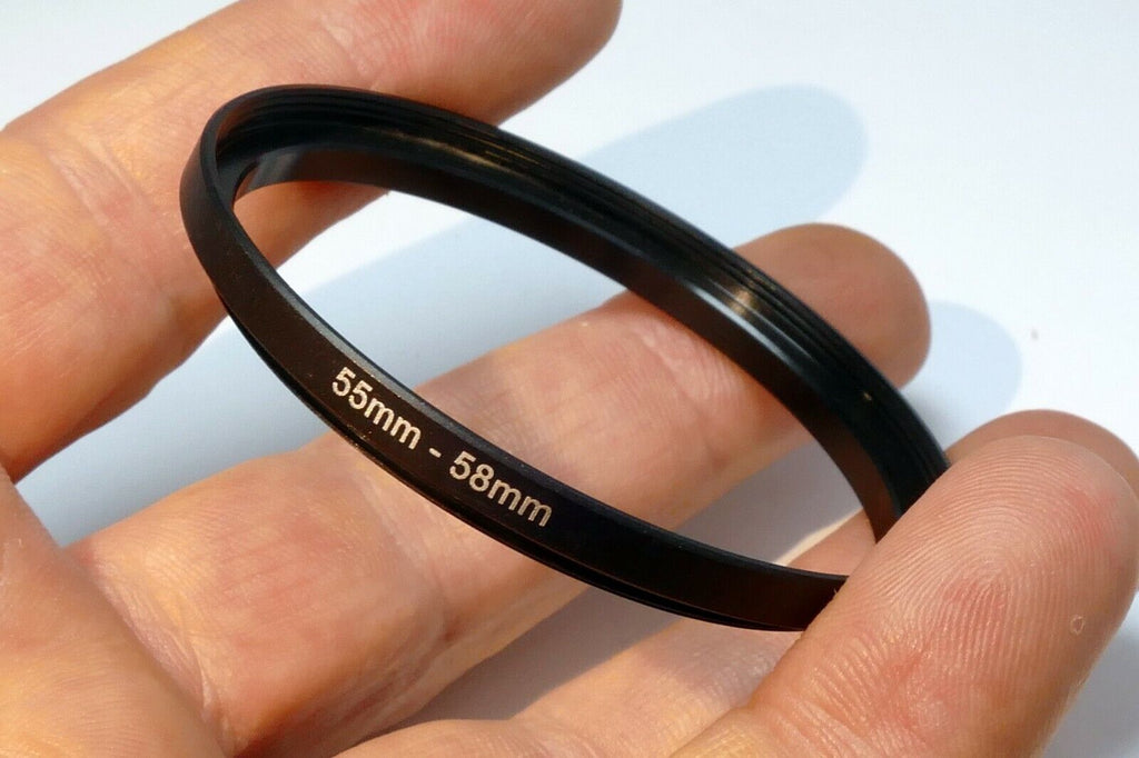 55mm to 58mm ring Metal adapter threaded step-up