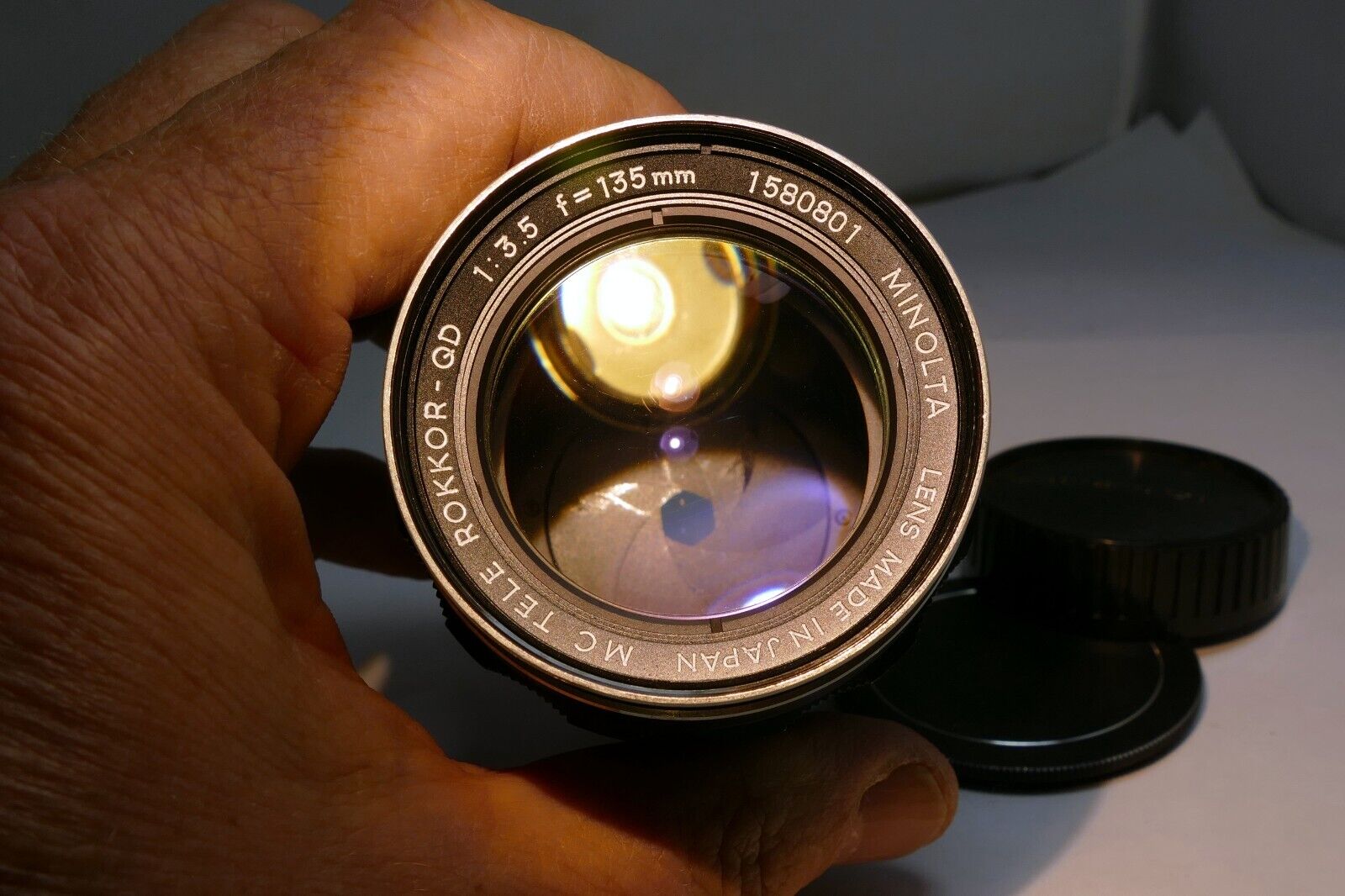 Minolta MC Tele Rokkor QD 135mm f3.5 Lens - AS IS with aperture oil stuck