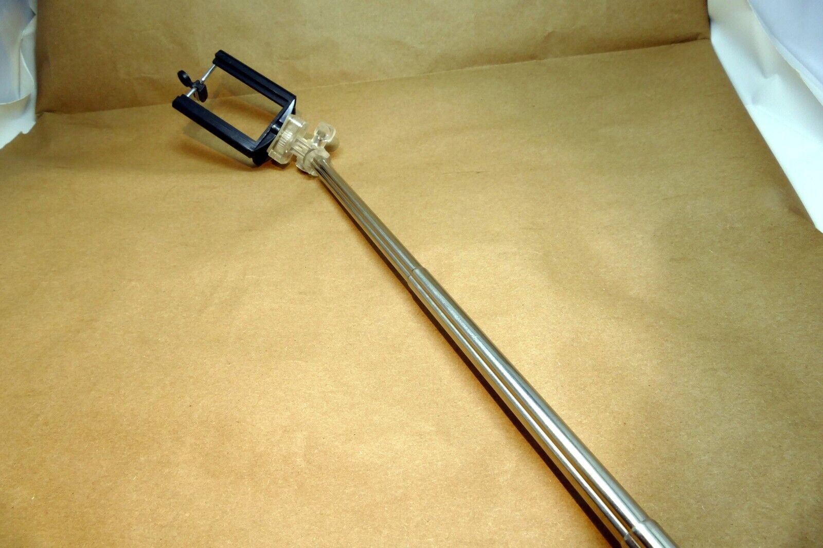Aluminum extendable folding selfie stick  w/ swivel head & tripod screw 1/4"