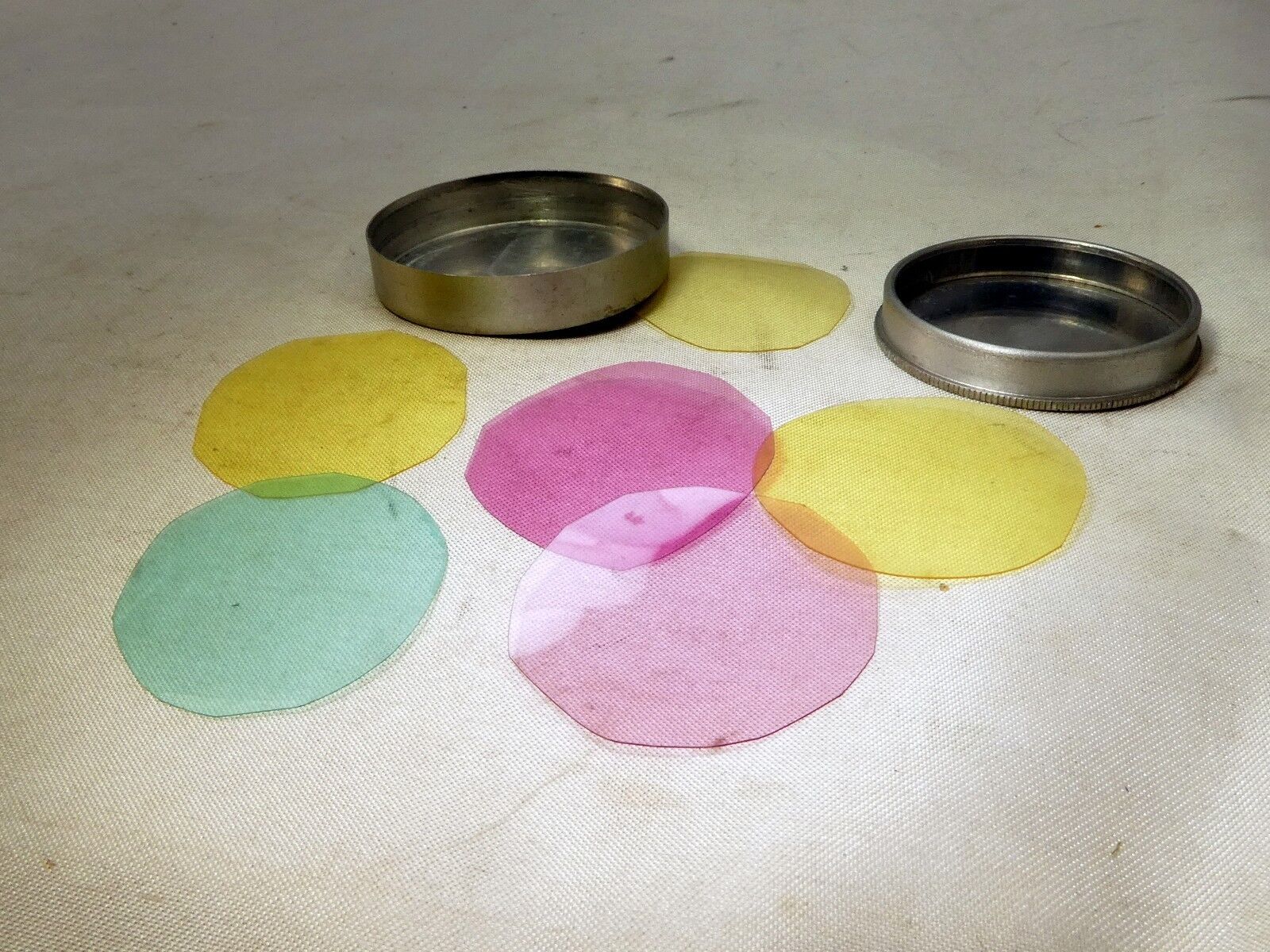 Lens Filter drop in series 6 VI Gelatin Pink Yellow Blue (home made) lot of six