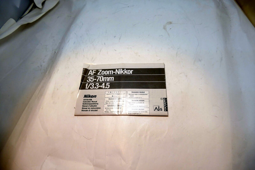 Nikon AF Zoom Nikkor 35-70mm f3.3 LENS Instruction Guide Manual OEM