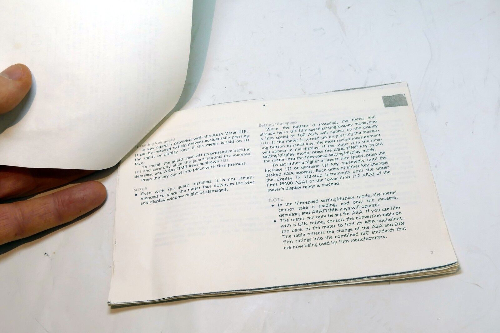 Light Meter IIIF guide  printed   might be incomplete - as found