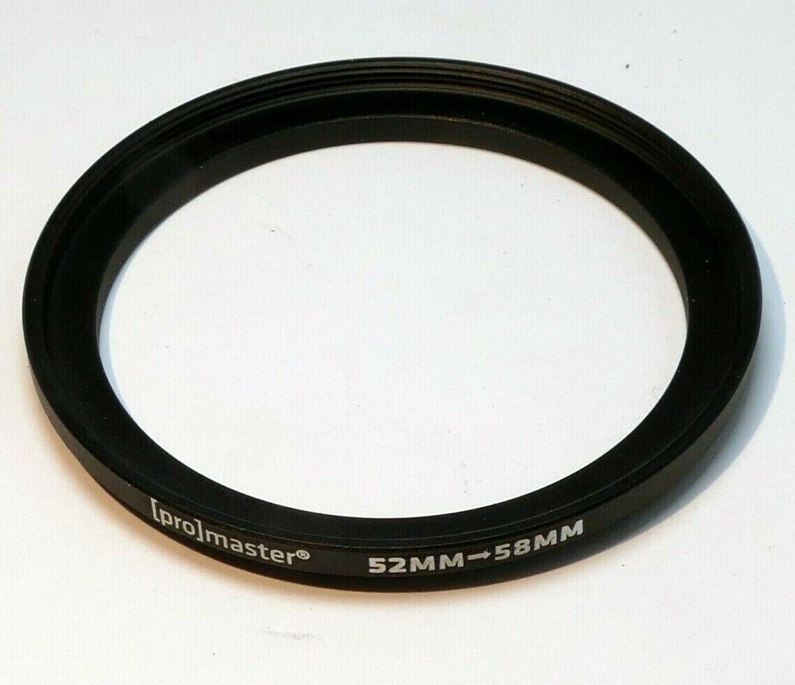 Promaster 52mm to 58mm Step-up ring Metal adapter double threaded ribbed rim