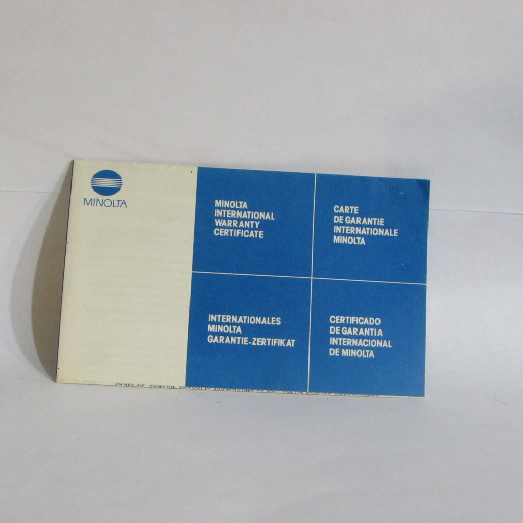 Minolta Maxxum 28mm f2.8 AF Lens International Warranty Certificate information