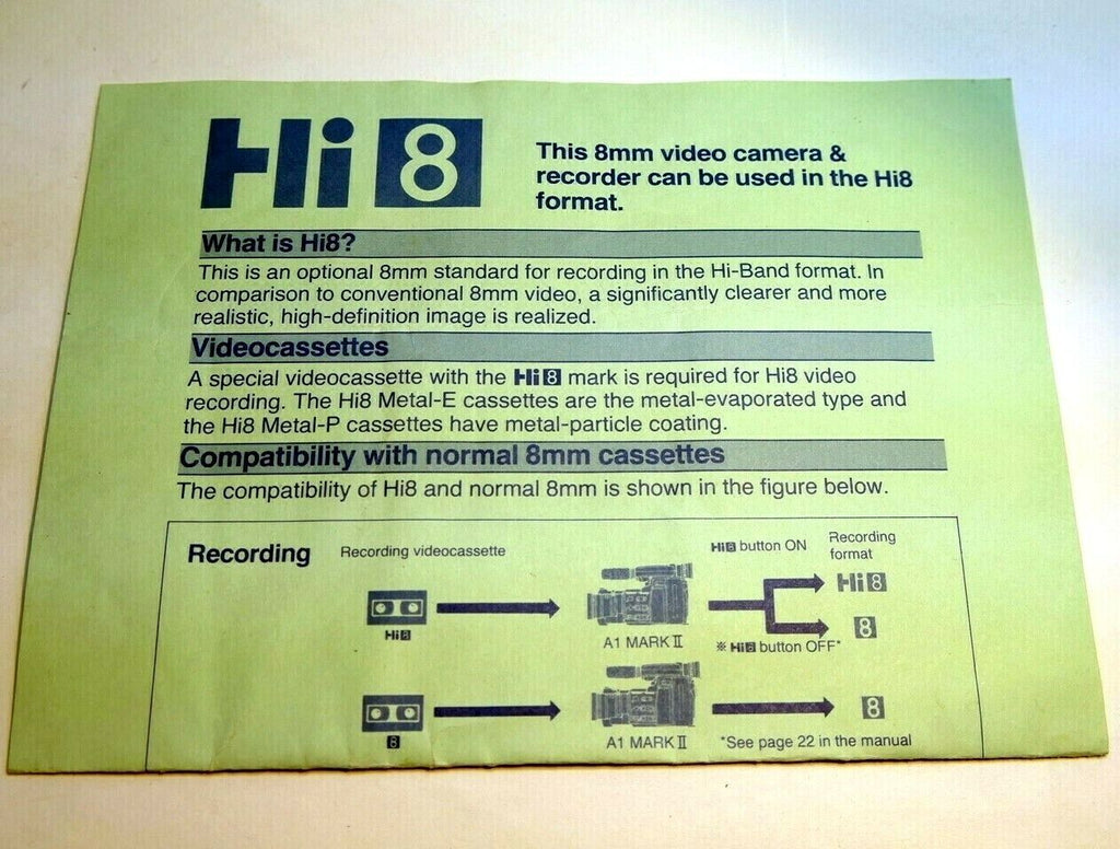 Brochure for Canon A1 Mark II 8mm Hi8 Hi-fi  Video Camcorder