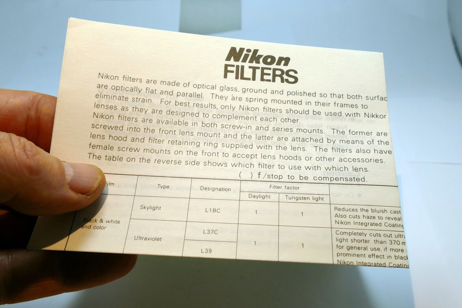 Nikon FE camera registration card 1980 genuine OEM - mint