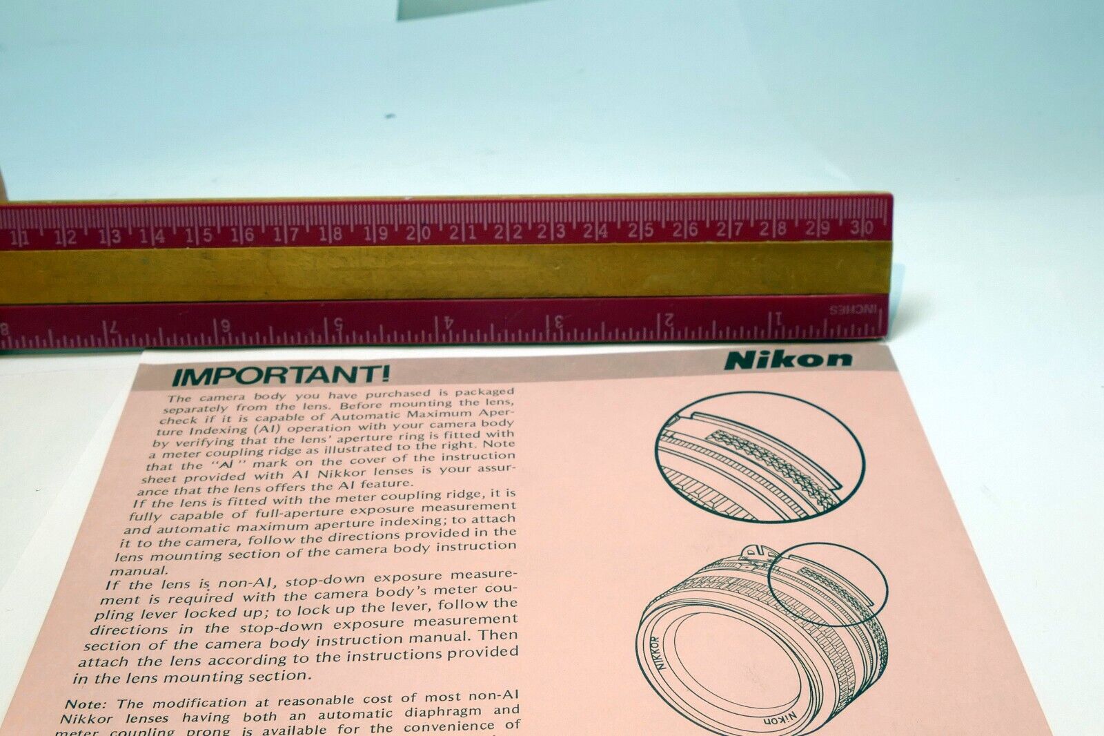 Nikon FE Automatic Indexing Operation lock Ai mount lens card brochure