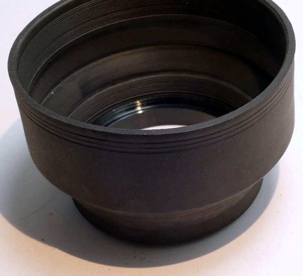 52mm Rubber Double Threaded Lens Hood Shade 3-way telephoto to wide angle